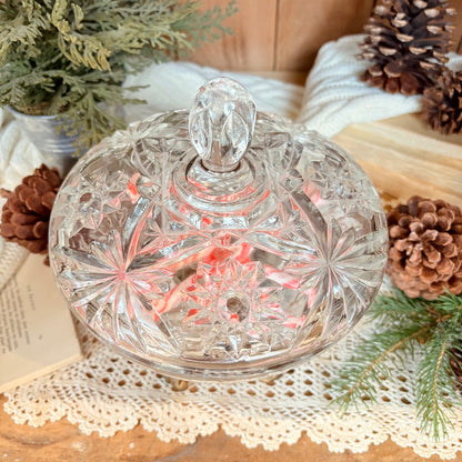 Glass footed candy dish