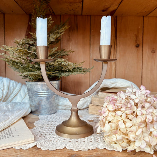 2-armed brass candle holder