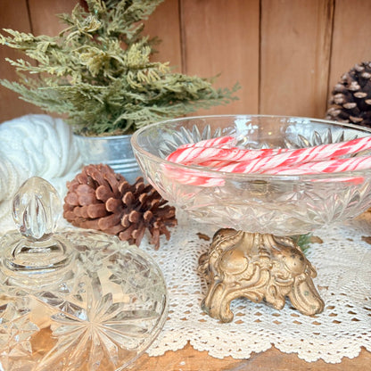 Glass footed candy dish
