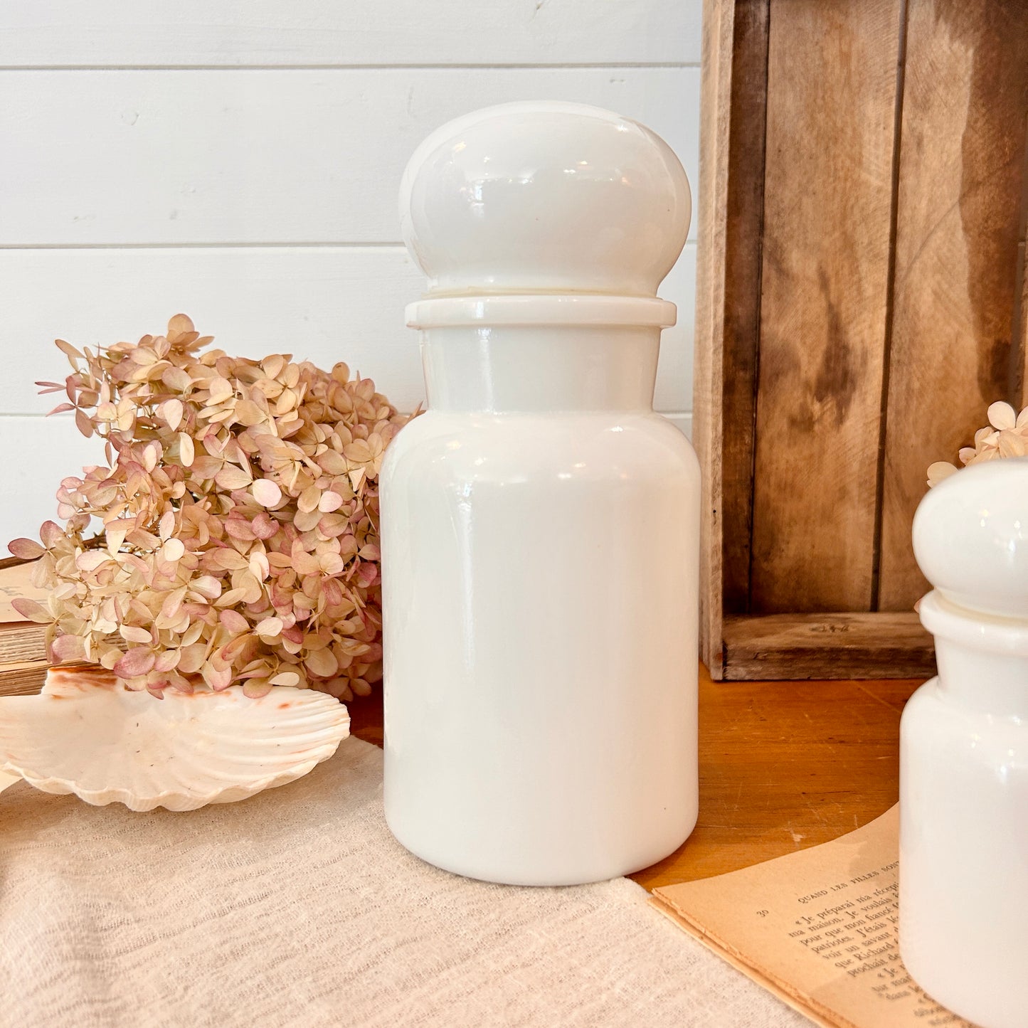 Large milk glass pot