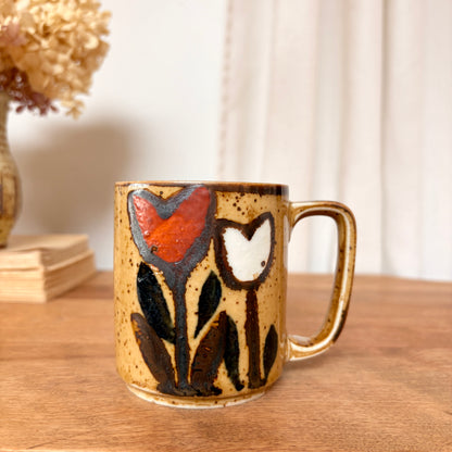 tasse fleurs rétro