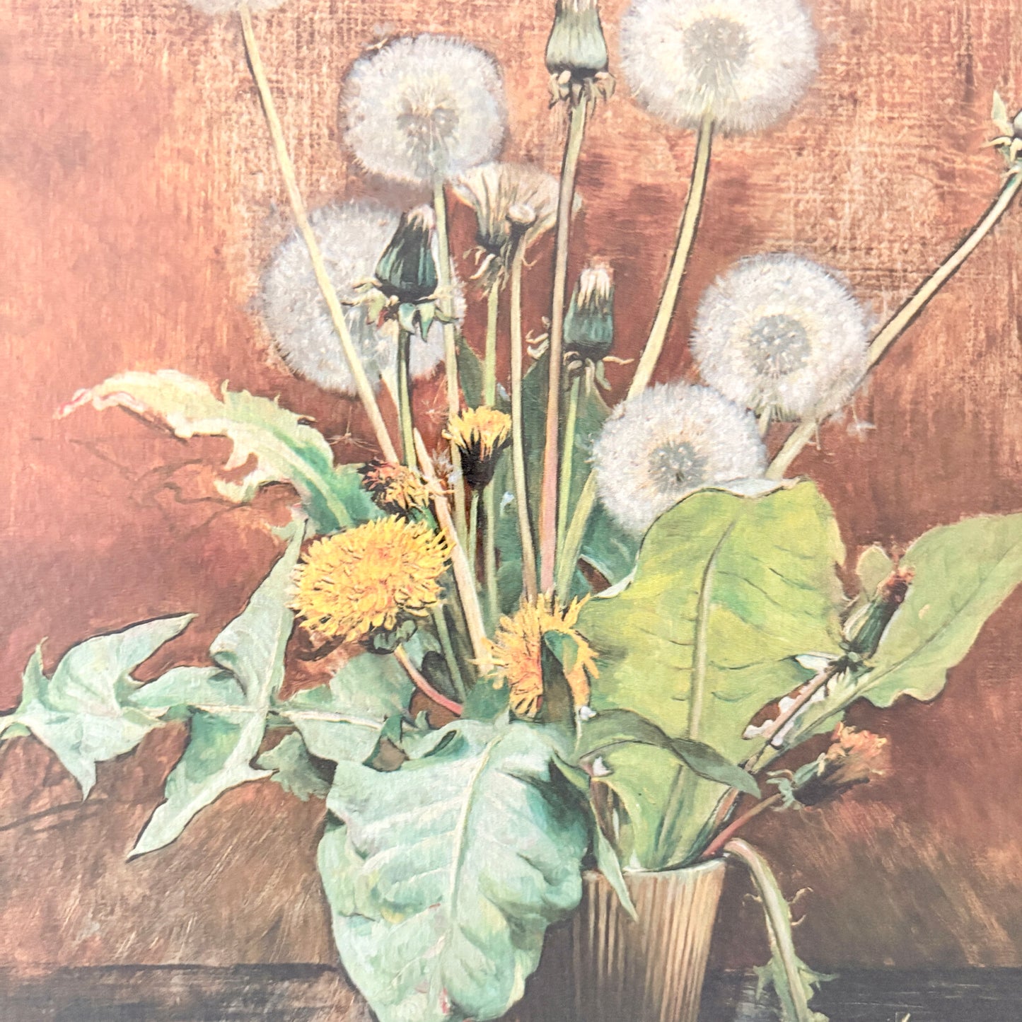 Cadre vintage avec impression sur papier beaux-arts - Les  pissenlits