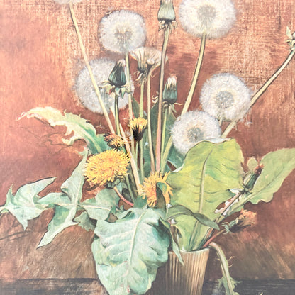 Cadre vintage avec impression sur papier beaux-arts - Les  pissenlits