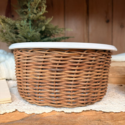 Trio bol en céramique et rotin