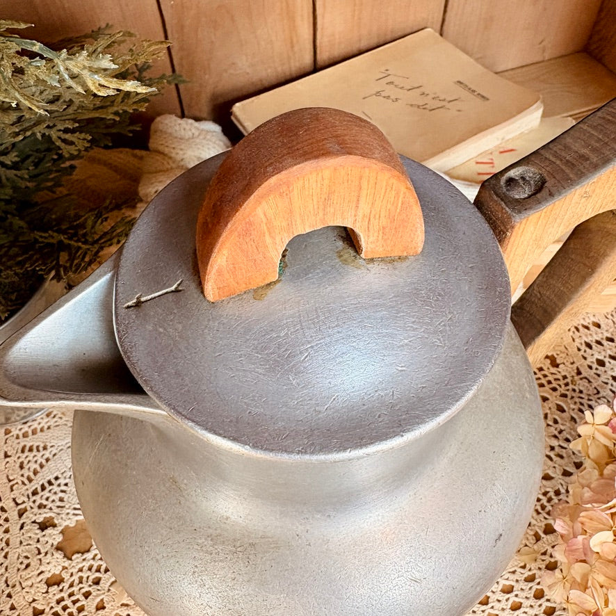 MCM Aluminum and Wood Pitcher