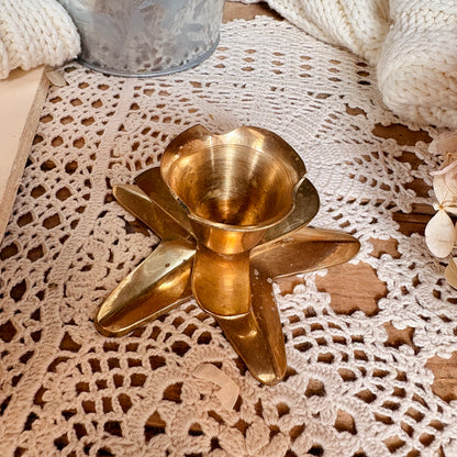 Brass flower candle holder