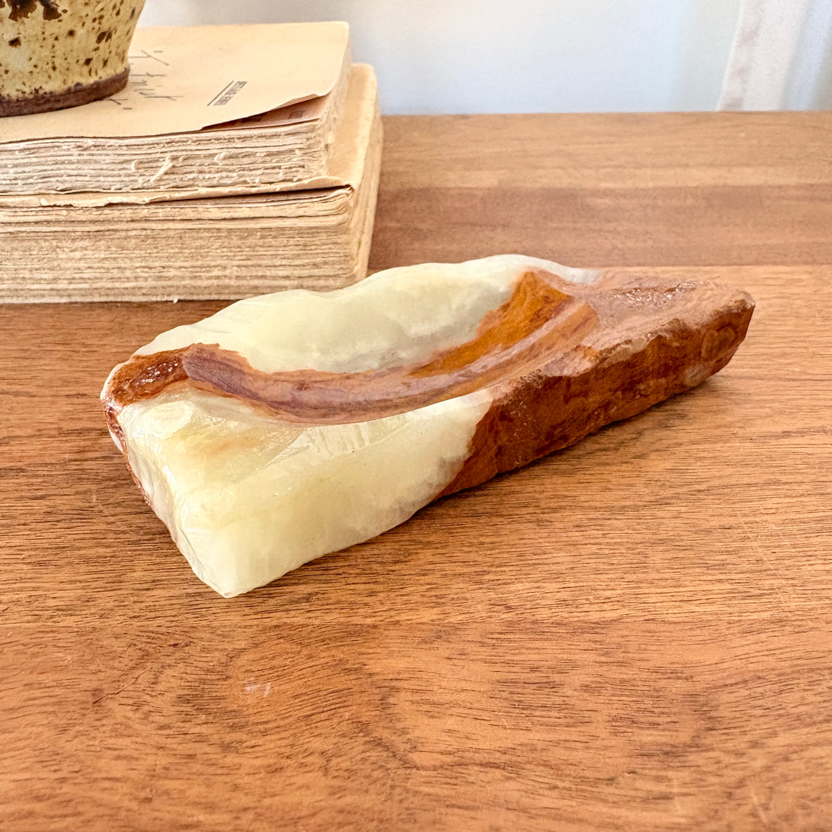 Vide-poche vintage en onyx-marbre rubané