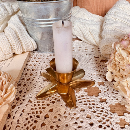 Brass flower candle holder