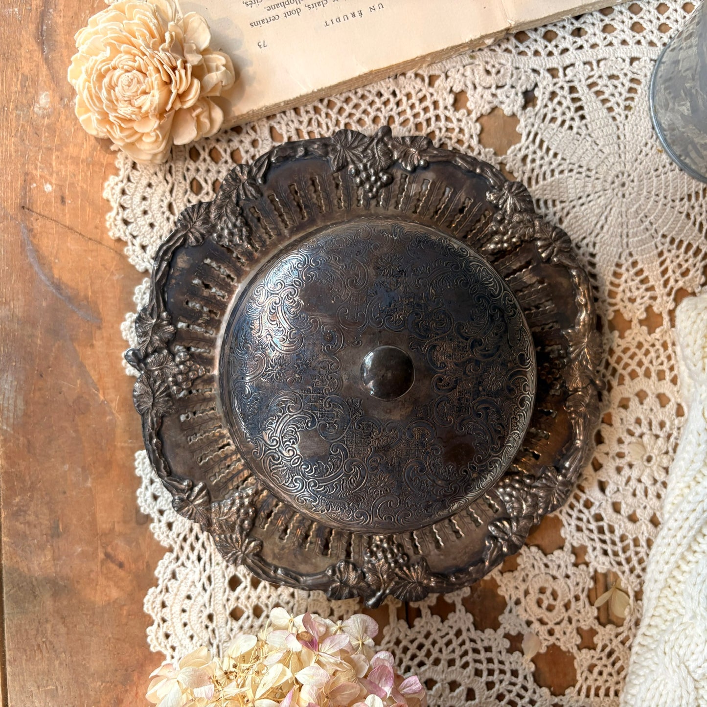 Silver-plated butter dish
