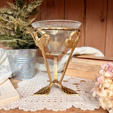 Floating glass and brass vase