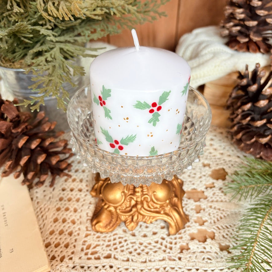 Glass footed candy dish