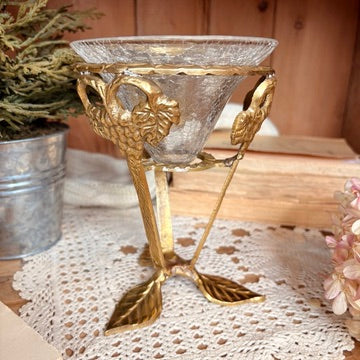 Floating glass and brass vase