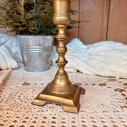 Brass candlestick square base