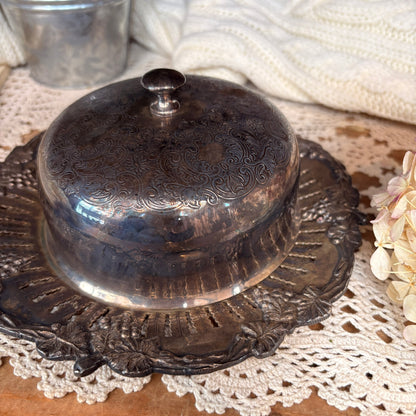 Silver-plated butter dish