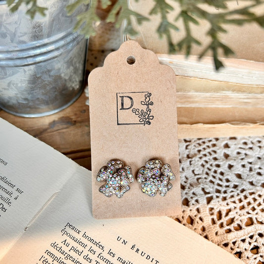 Boucles d'oreilles fleurs scintillantes