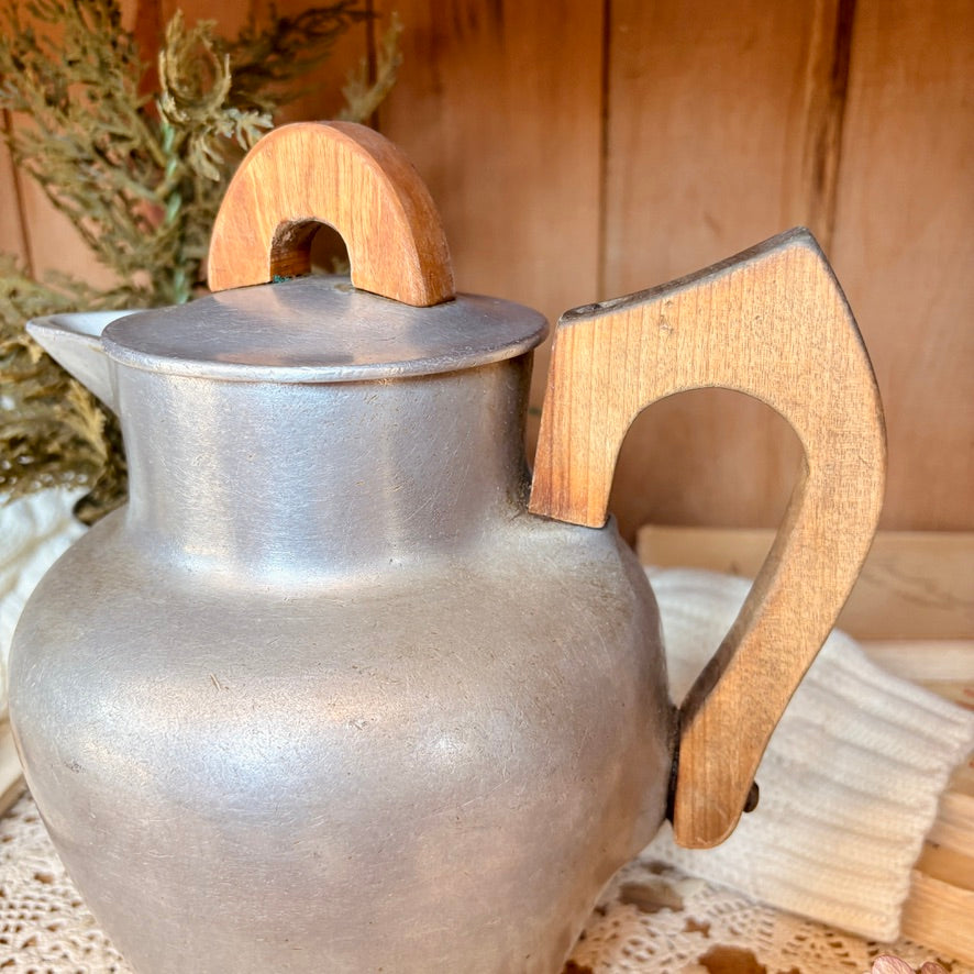 MCM Aluminum and Wood Pitcher