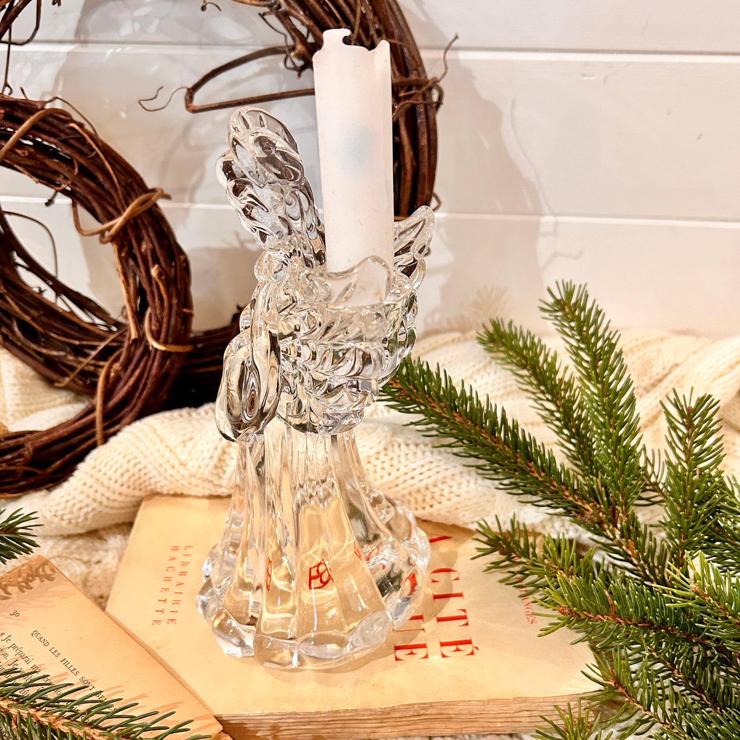 Crystal Candle Holder - Christmas Angel