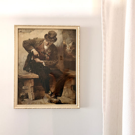 Cadre vintage avec impression sur papier beaux-arts - Le violoniste