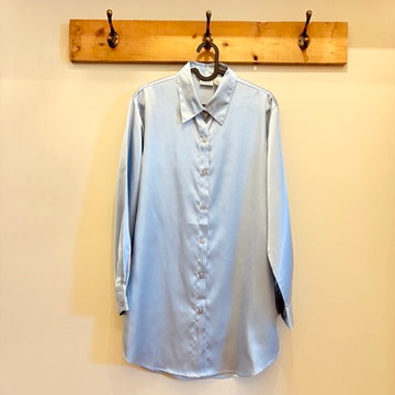 Powder blue satin blouse