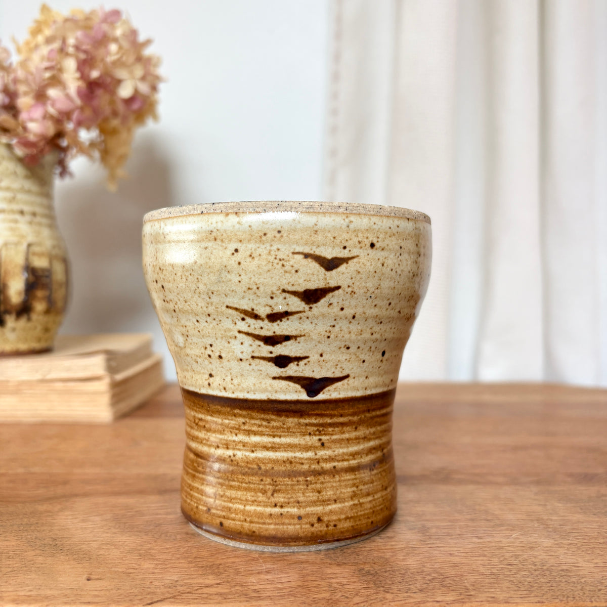 Pot en grès oiseaux