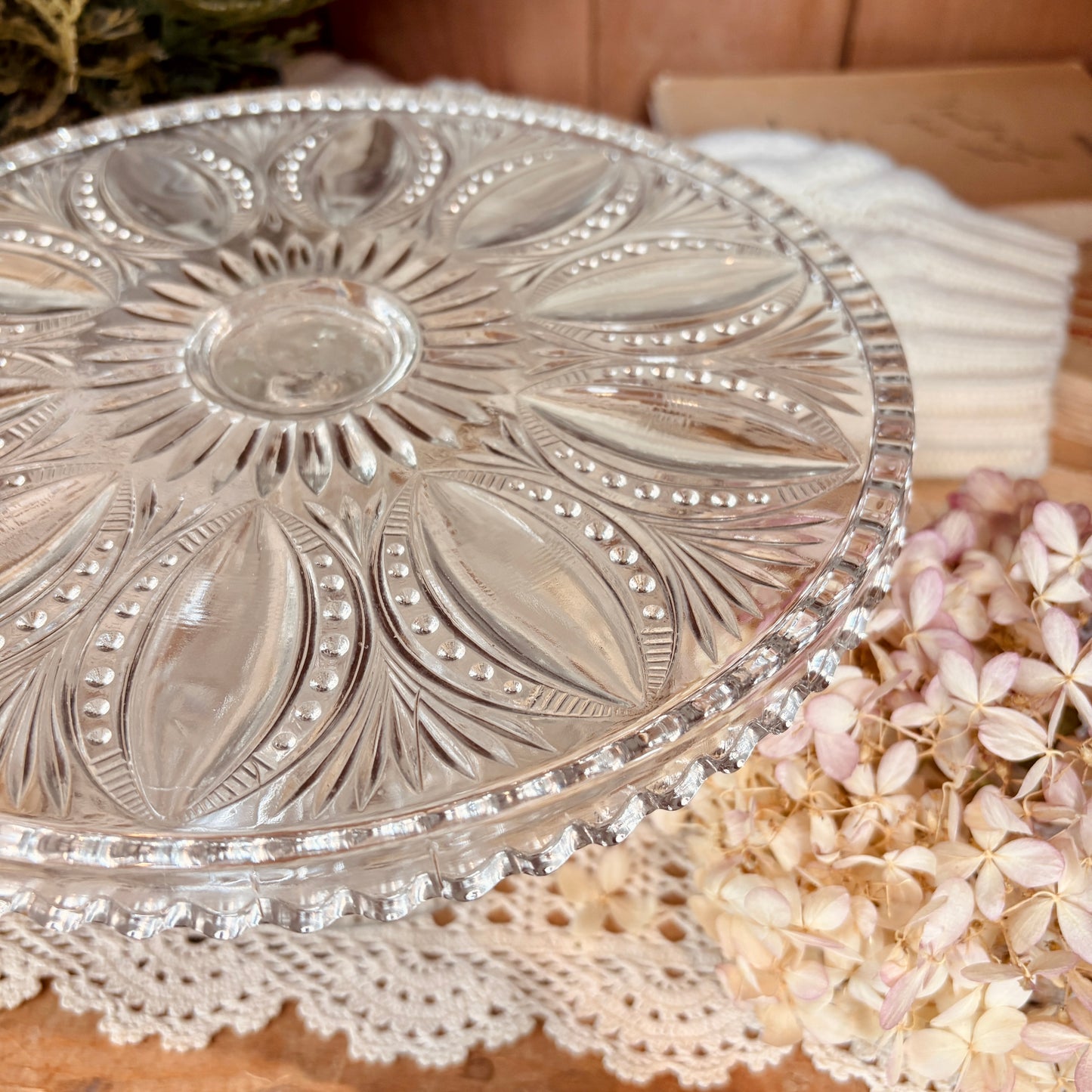 Cut glass pedestal