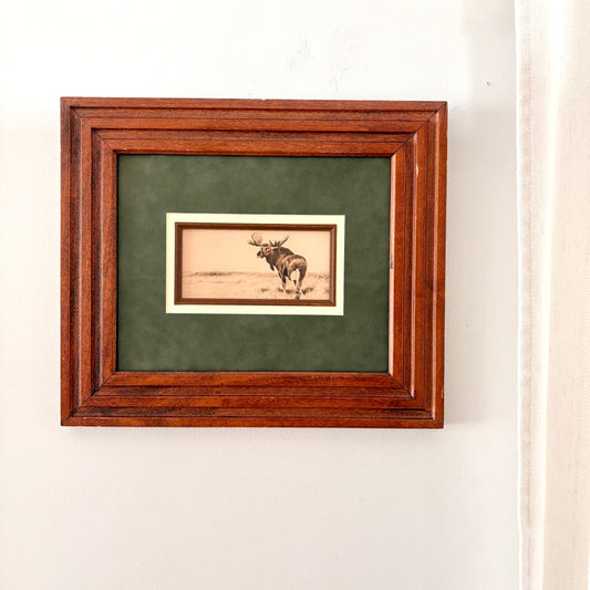 Cadre vintage avec impression sur papier beaux-arts - L'orignal