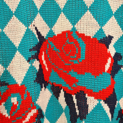 Turquoise diamond pattern sweater