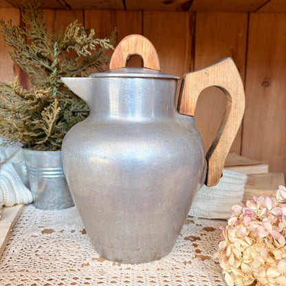 MCM Aluminum and Wood Pitcher