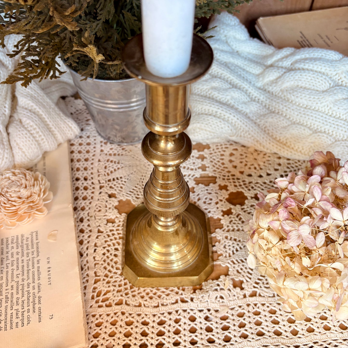Push-up brass candlestick