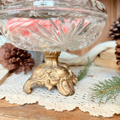 Glass footed candy dish