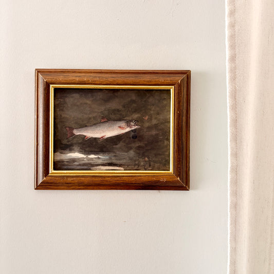 Cadre vintage avec impression sur papier beaux-arts - La truite
