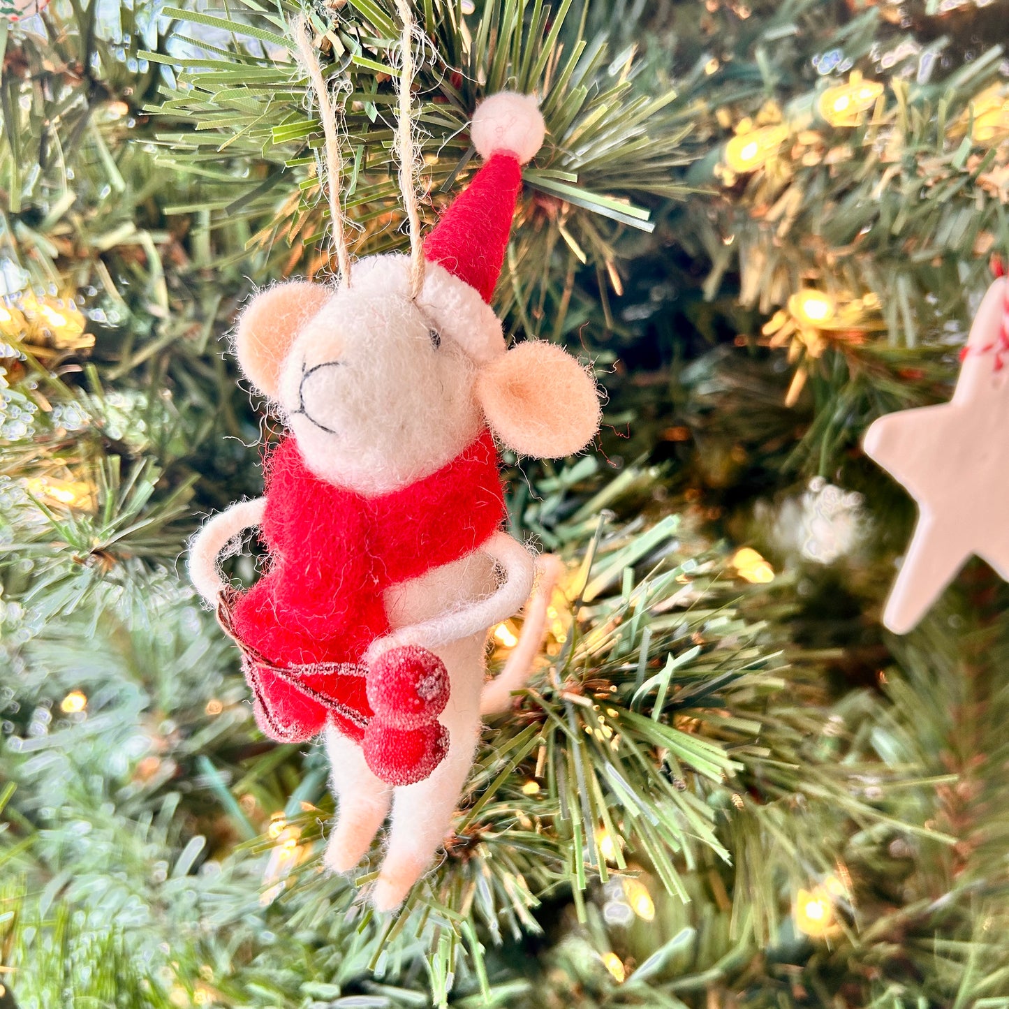 Christmas Ornament - Red Scarf Mouse