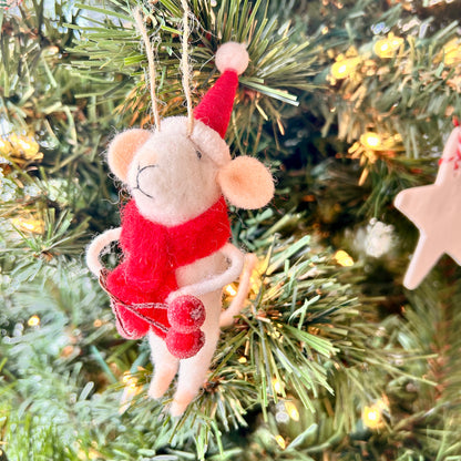 Christmas Ornament - Red Scarf Mouse