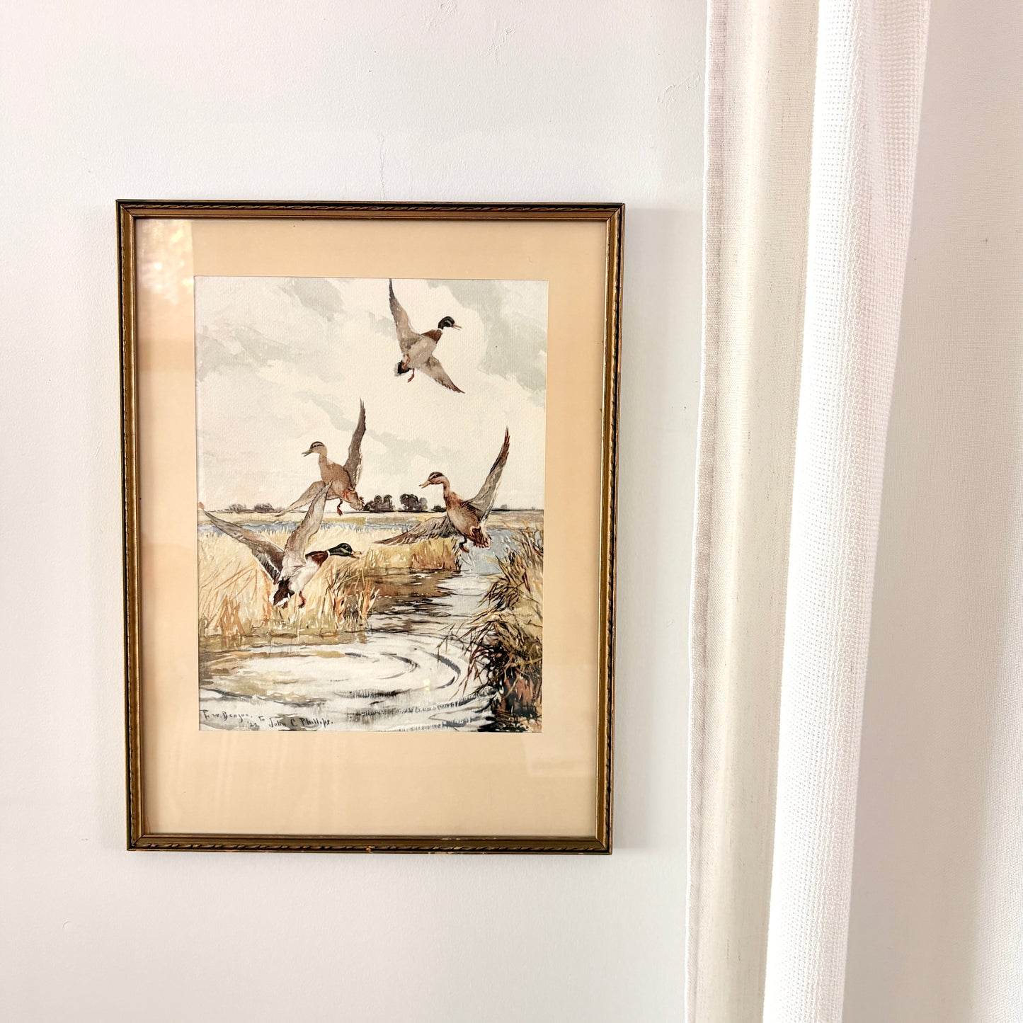 Cadre vintage avec impression sur papier beaux-arts - La baignade