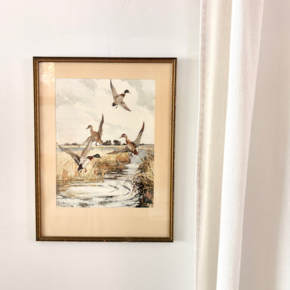 Cadre vintage avec impression sur papier beaux-arts - La baignade