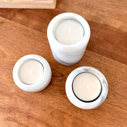 Trio bougeoir en marbre