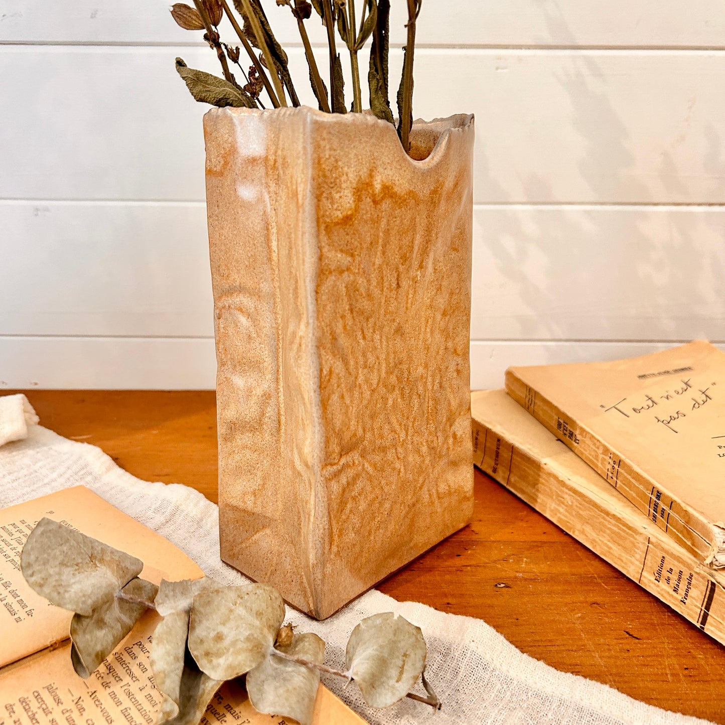 Kraft paper bag vase