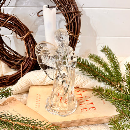 Glass candle holder - Christmas angel