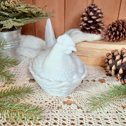 Coffret poule en Milkglass