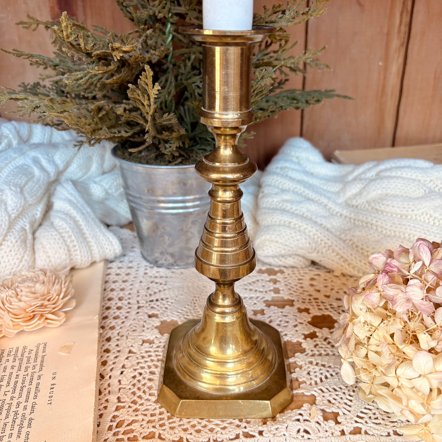 Push-up brass candlestick