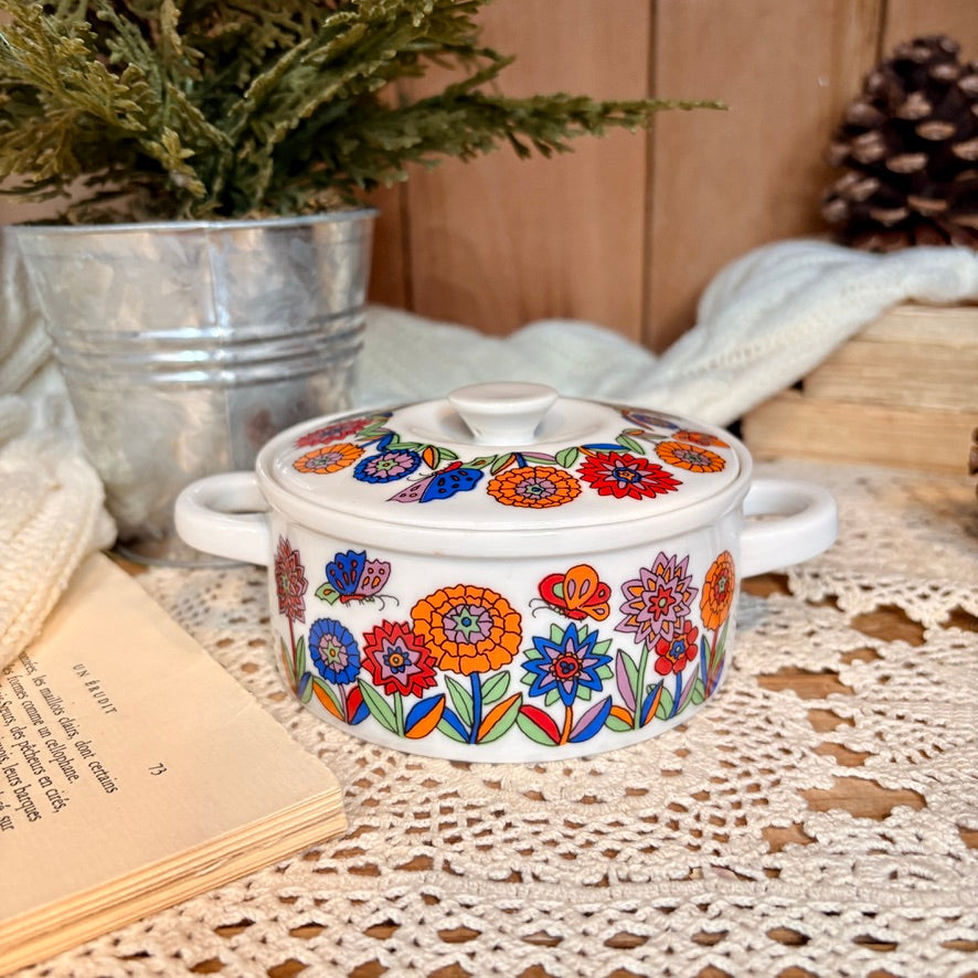 Mini cocotte fleurie - Royal Crown porcelaine