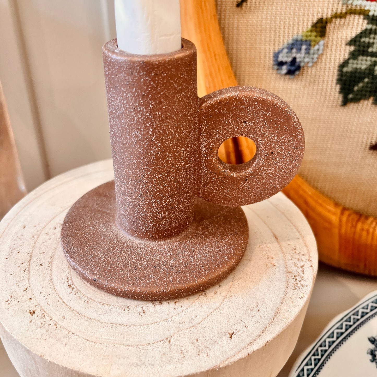 Ceramic candle holder - mocha