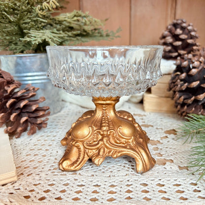 Glass footed candy dish