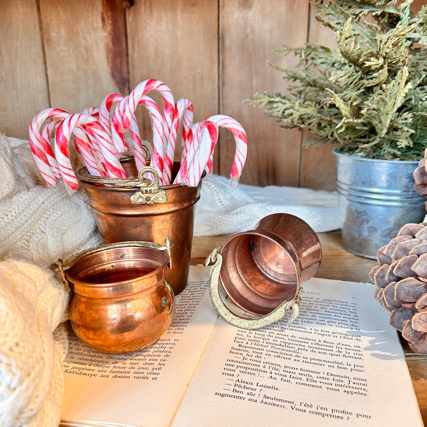 Trio of copper pots