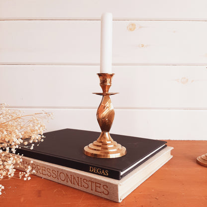 Twisted brass candle holder