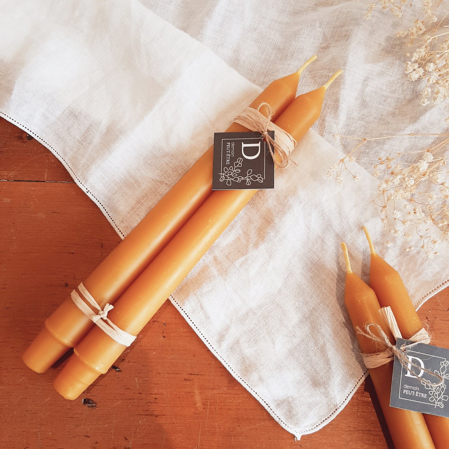 Duo of beeswax candles - large