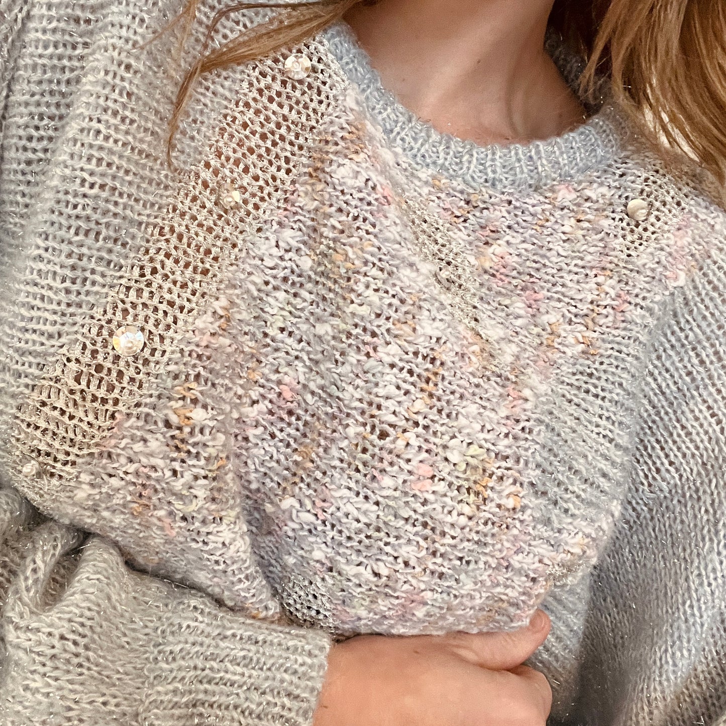 Metallic pastel knit